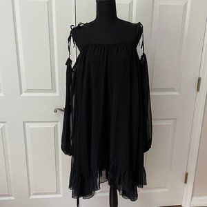 HAH Sheer cold shoulder Black dress - size M/L